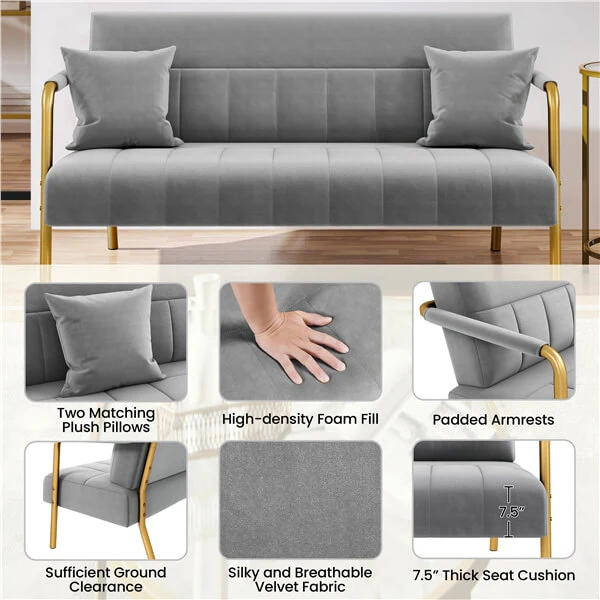 Yaheetech 56.6″W Modern Loveseat 2 Seater Sofa - Image 6