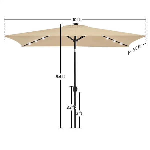 Yaheetech 6.5x10FT Rectangular Patio Umbrella - Image 4