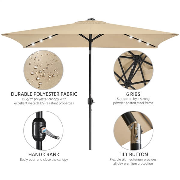 Yaheetech 6.5x10FT Rectangular Patio Umbrella - Image 6