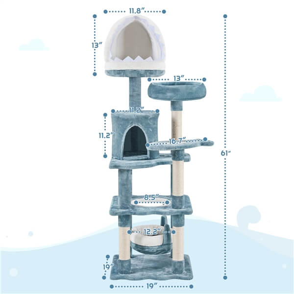 Yaheetech 61in Tall Ocean-Themed Cat Tree - Image 3