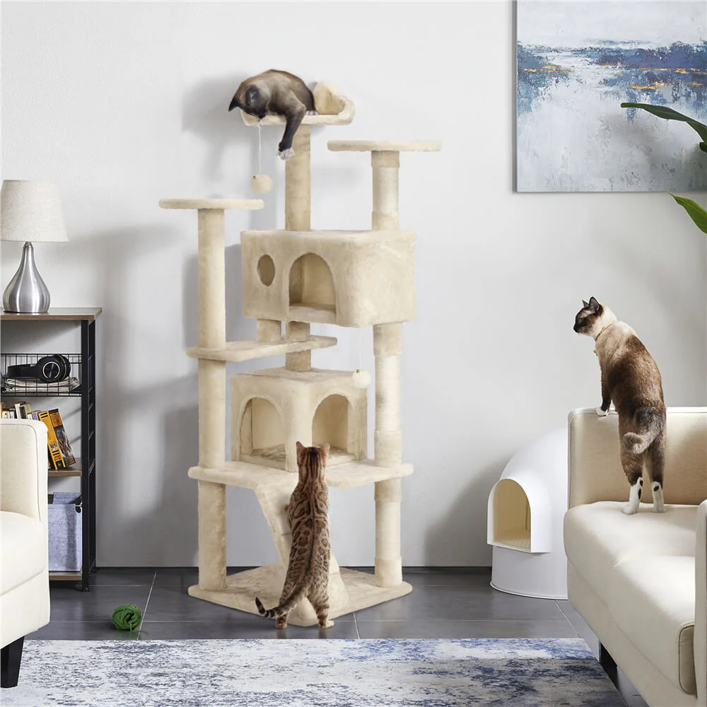 Yaheetech 62.5″ H Cat Tree w/ 2 Condos - Image 10