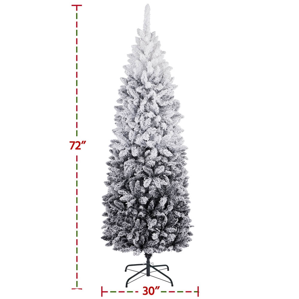 Yaheetech 6Ft/7.5Ft Pre-lit Flocked Artificial Christmas Tree - Image 3