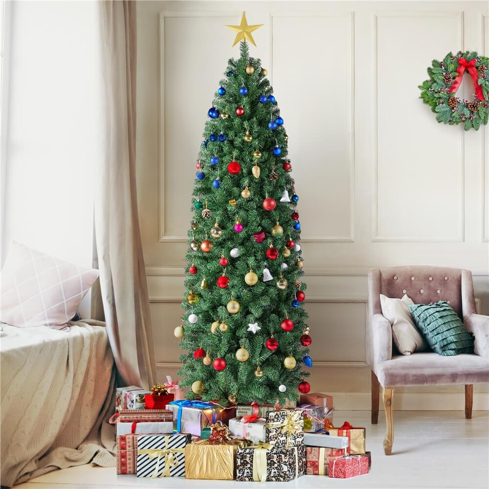 Yaheetech 6Ft Artificial Christmas Tree Hinged Spruce Pencil