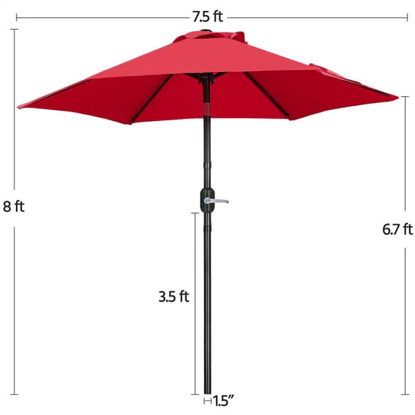 Yaheetech 7.5FT/9FT Patio Umbrella with 22lb Umbrella Base Included - Image 3