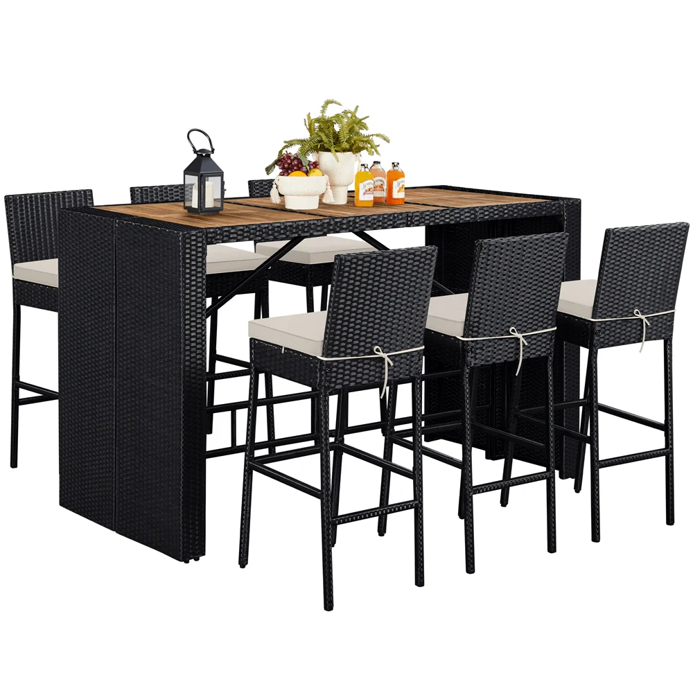 Yaheetech 7-Piece Outdoor Bar Set Table and Chairs - Image 2