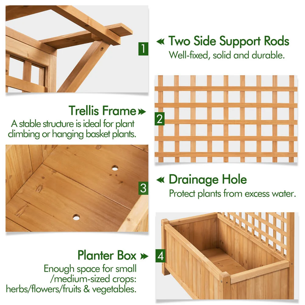 Yaheetech 72" H Wood Planter Raised Bed - Image 7