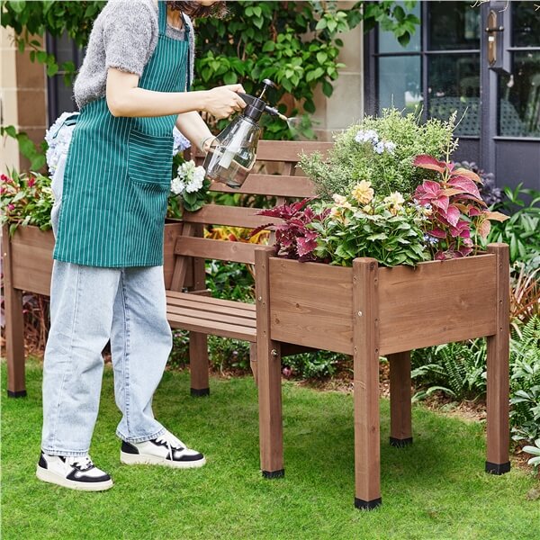 Yaheetech 74x38x23in Raised Garden Bed with 2 Side Elevated Planter Boxes - Image 6