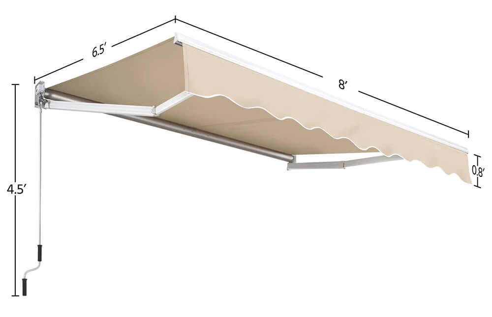 Yaheetech 8 × 6.5 Ft Manual Retractable Patio Awning - Image 3