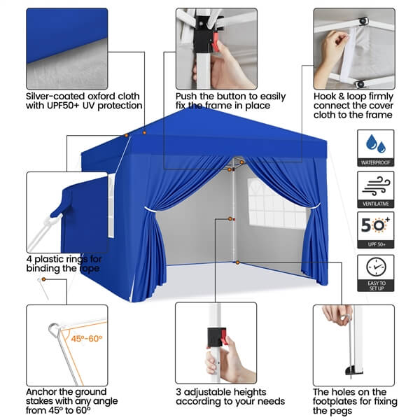 Yaheetech 8x8 Pop Up Canopy with 4 Removable Sidewalls - Image 8