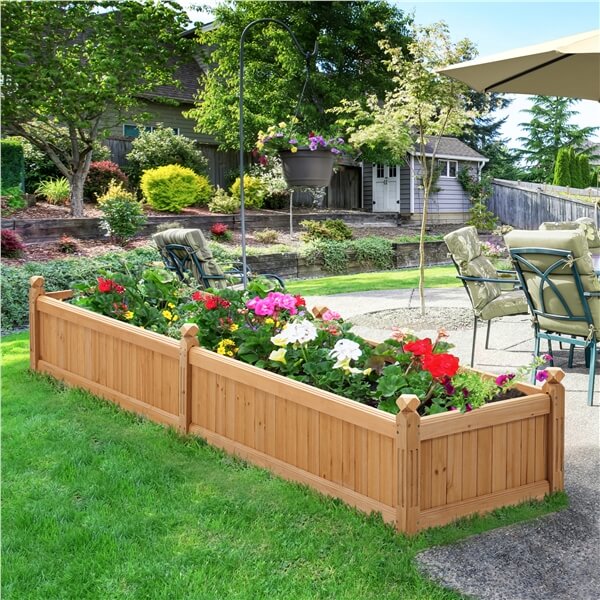 Yaheetech 90.5″ L×23.5″ W×16″ H Wooden Raised Garden Bed