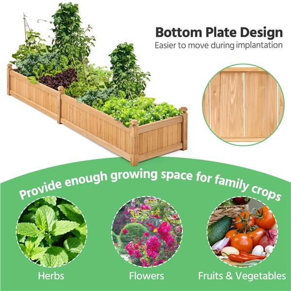 Yaheetech 90.5″ L×23.5″ W×16″ H Wooden Raised Garden Bed - Image 4