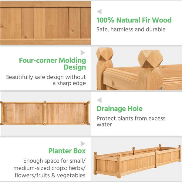 Yaheetech 90.5″ L×23.5″ W×16″ H Wooden Raised Garden Bed - Image 5