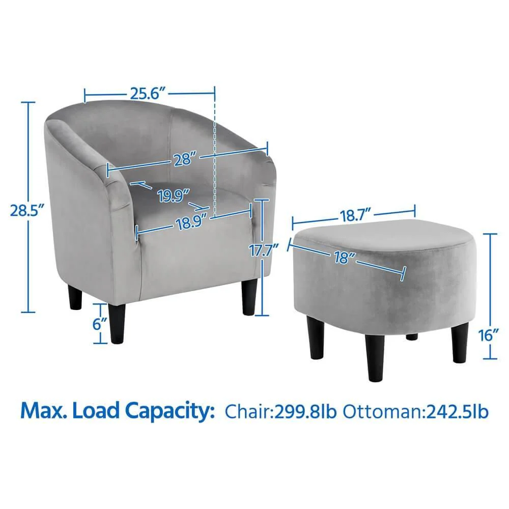 Yaheetech Accent Arm Chair with Ottoman - Image 3