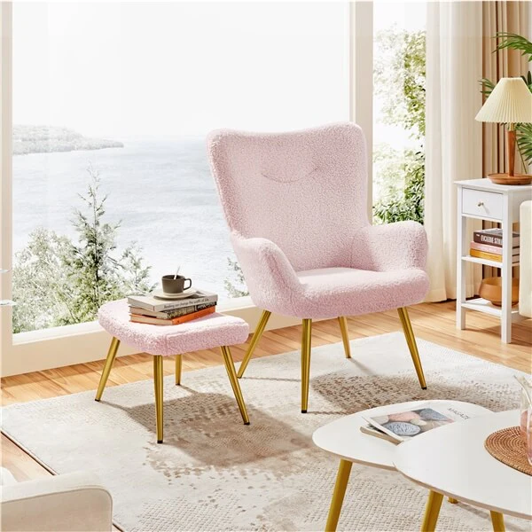 Yaheetech Accent Chair and Ottoman Set