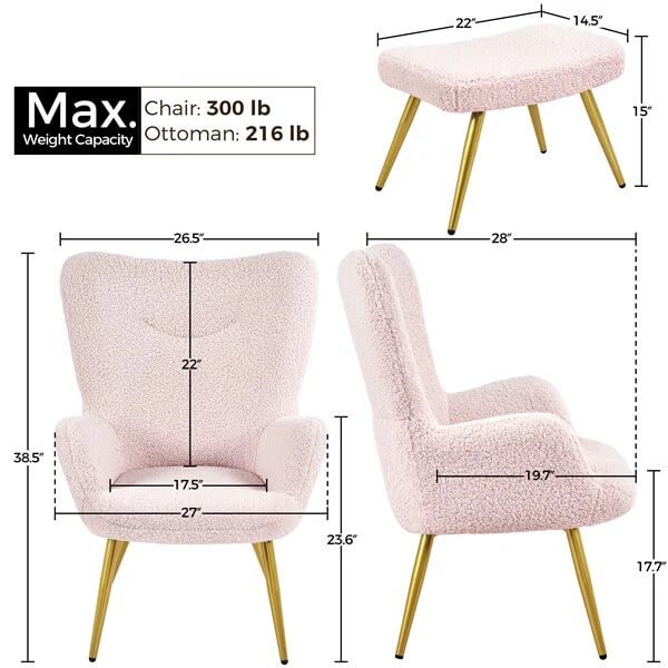 Yaheetech Accent Chair and Ottoman Set - Image 5