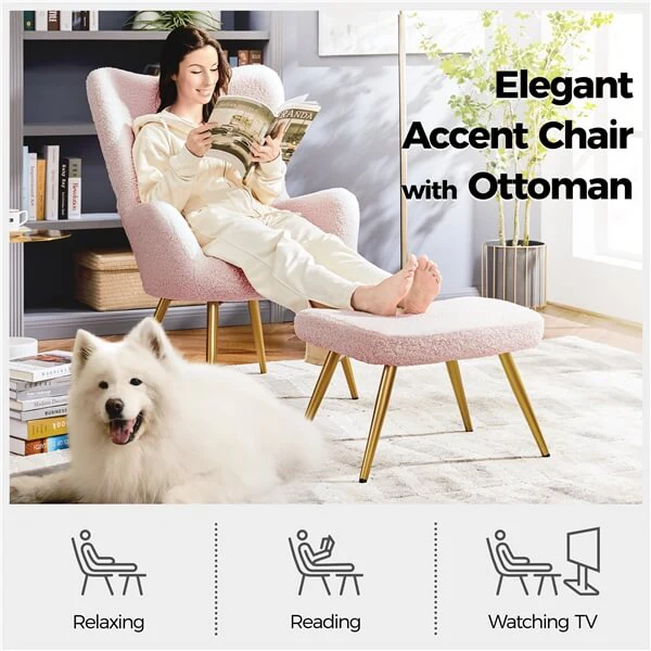 Yaheetech Accent Chair and Ottoman Set - Image 8