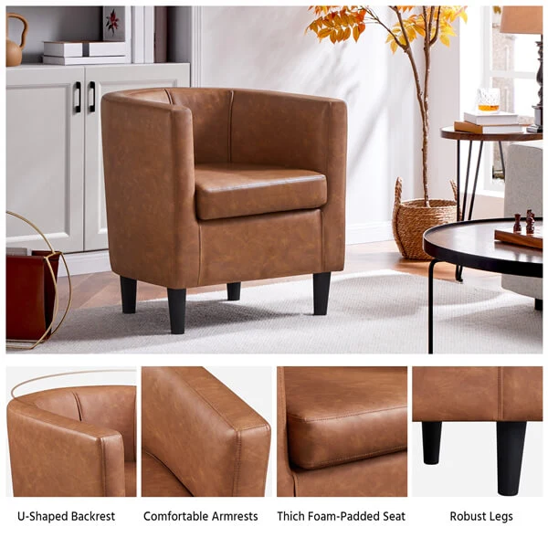 Yaheetech Accent Chair, PU Leather - Image 4