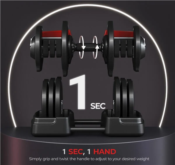 Yaheetech Adjustable Dumbbell Set 90lbs Fast Adjust Dumbbells - Image 4