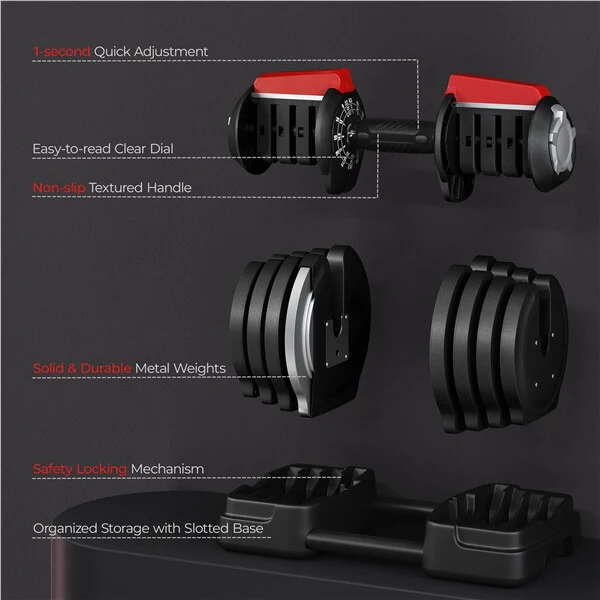 Yaheetech Adjustable Dumbbell Set Free Weight Dumbbells - Image 5