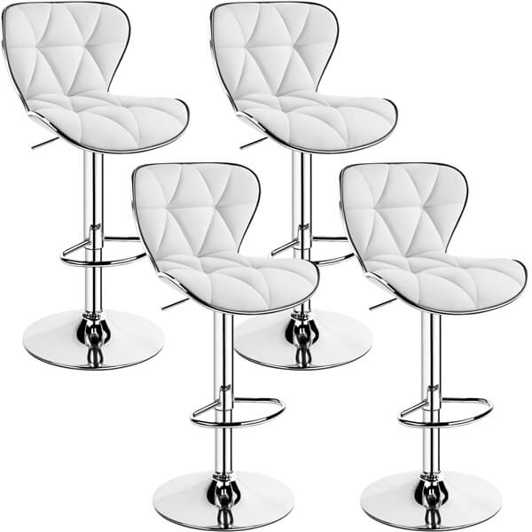 Yaheetech Bar Stools Leather Set of 4, Adjustable Shell Back Barstools