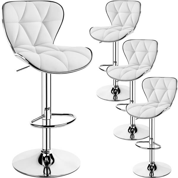 Yaheetech Bar Stools Leather Set of 4, Adjustable Shell Back Barstools - Image 2