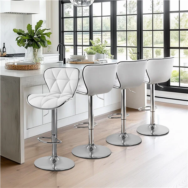 Yaheetech Bar Stools Leather Set of 4, Adjustable Shell Back Barstools - Image 4