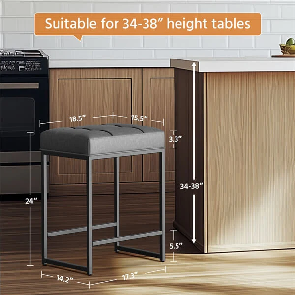 Yaheetech Bar Stools Set of 2, 24 Inch - Image 4