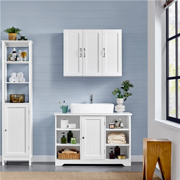 Yaheetech Bathroom Wall Cabinet with Three Doors - Image 8