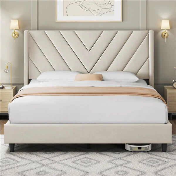 Yaheetech Bed Frame Upholstered Platform Bed - Image 19