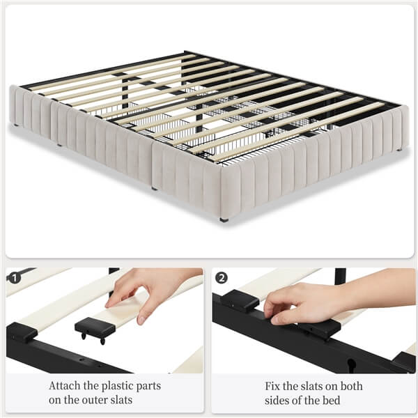 Yaheetech Upholstered Bed with Underbed 3 Storage Drawers - Image 10