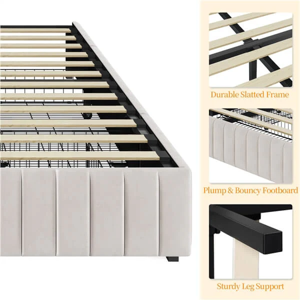 Yaheetech Upholstered Bed with Underbed 3 Storage Drawers - Image 12