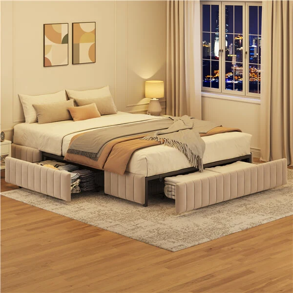 Yaheetech Upholstered Bed with Underbed 3 Storage Drawers - Image 16