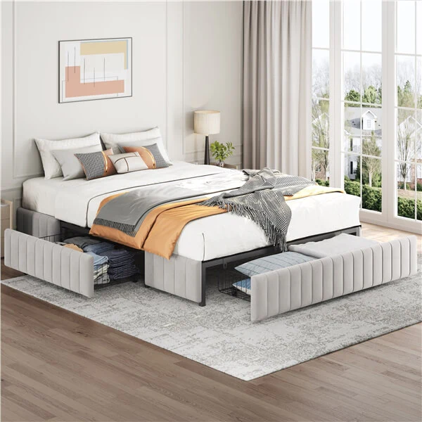 Yaheetech Upholstered Bed with Underbed 3 Storage Drawers - Image 21