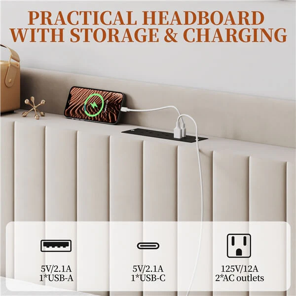 Yaheetech Bed Frame with USB Charging Station and Storage - Image 12