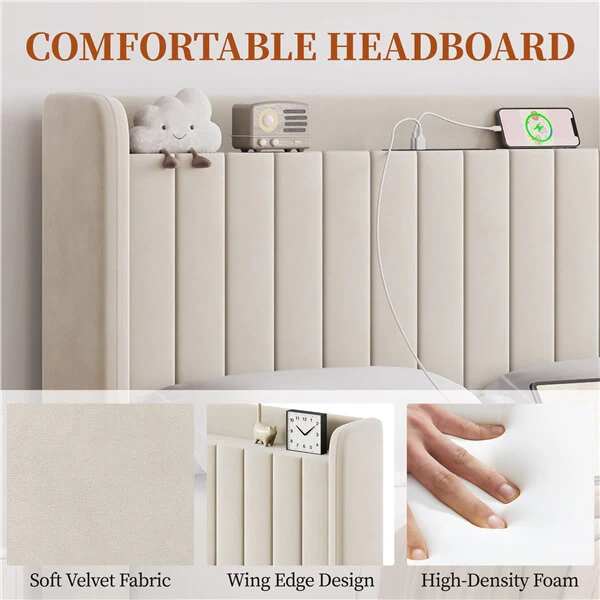 Yaheetech Bed Frame with USB Charging Station and Storage - Image 15
