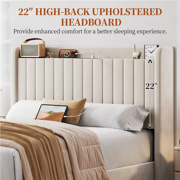 Yaheetech Bed Frame with USB Charging Station and Storage - Image 16