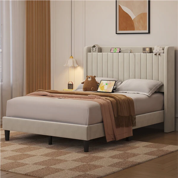 Yaheetech Bed Frame with USB Charging Station and Storage - Image 19