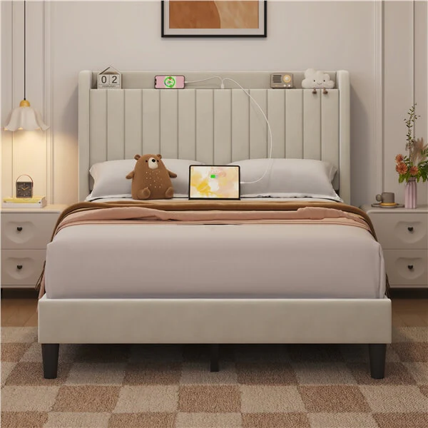 Yaheetech Bed Frame with USB Charging Station and Storage - Image 20
