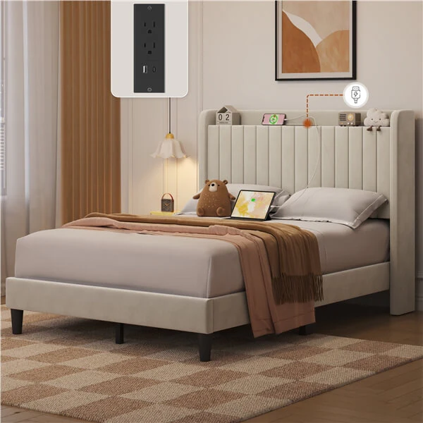 Yaheetech Bed Frame with USB Charging Station and Storage - Image 21