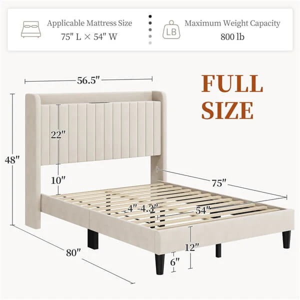 Yaheetech Bed Frame with USB Charging Station and Storage - Image 3