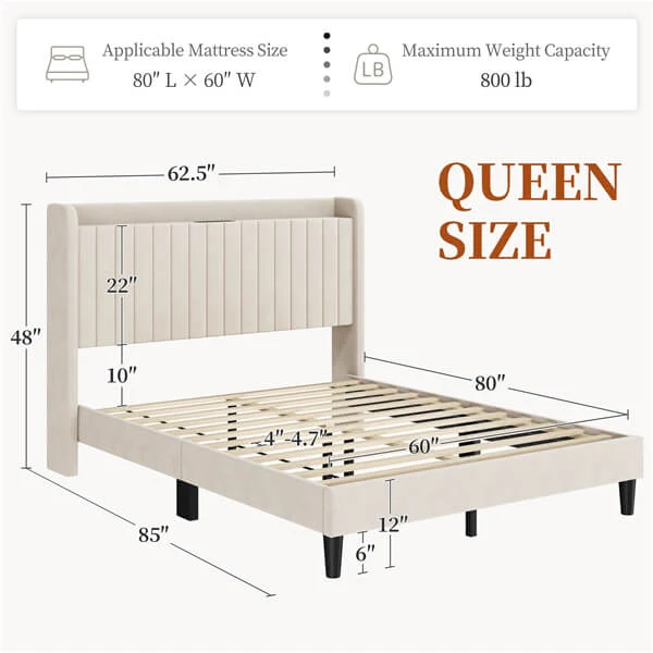 Yaheetech Bed Frame with USB Charging Station and Storage - Image 5