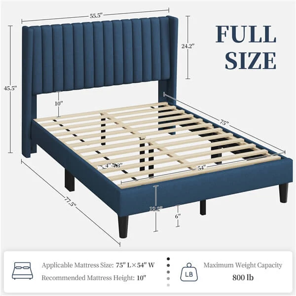 Yaheetech Bed Frame Upholstered Platform Bed with Fabric Headboard - Image 7