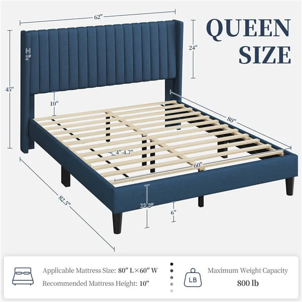 Yaheetech Bed Frame Upholstered Platform Bed with Fabric Headboard - Image 8
