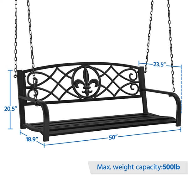Yaheetech Black Outdoor Porch Swing - Image 3
