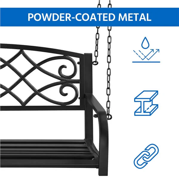 Yaheetech Black Outdoor Porch Swing - Image 7
