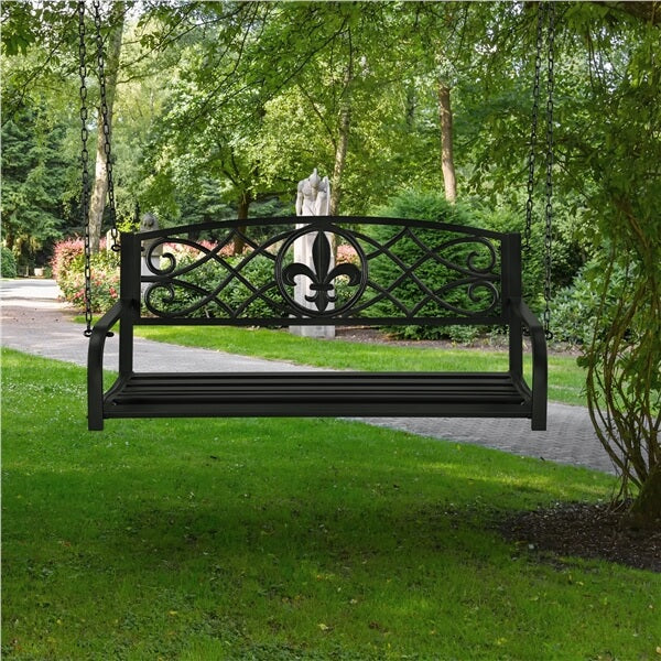 Yaheetech Black Outdoor Porch Swing - Image 9