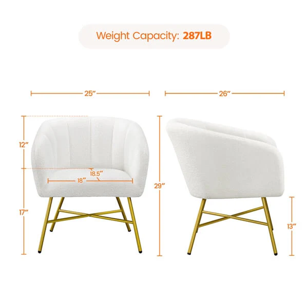 Yaheetech Boucle Barrel Chair - Image 3