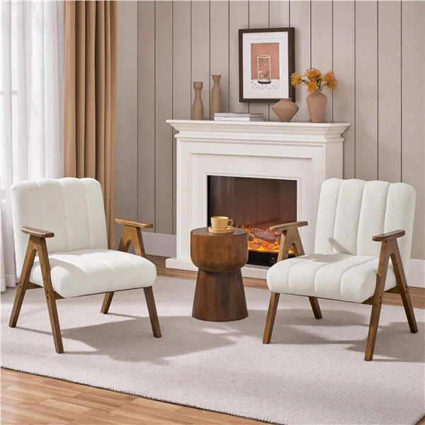 Yaheetech Boucle Fabric Mid Century Accent Chair - Image 10