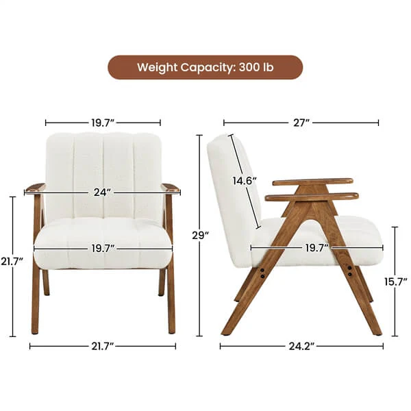 Yaheetech Boucle Fabric Mid Century Accent Chair - Image 3