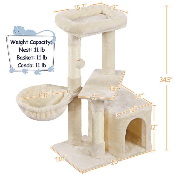 Yaheetech 34.5″ Height Cat Tree with Condo - Image 7